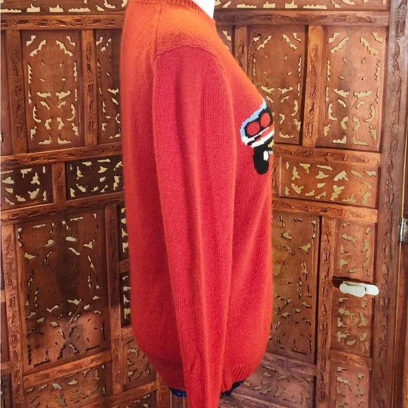 Coach 1941 Red Intarsia Sweater M 100% Cashmere Vintage Car Rare HTF NWOT NEW - Picture 5 of 16